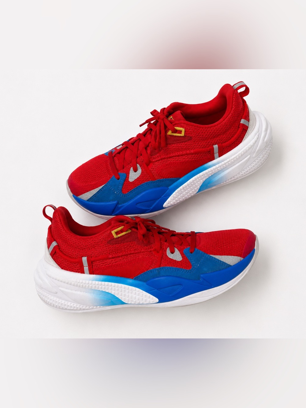 Puma X Super Mario Red Blue Sneakers Athletic Basketball Sporty Size Youth 6.5